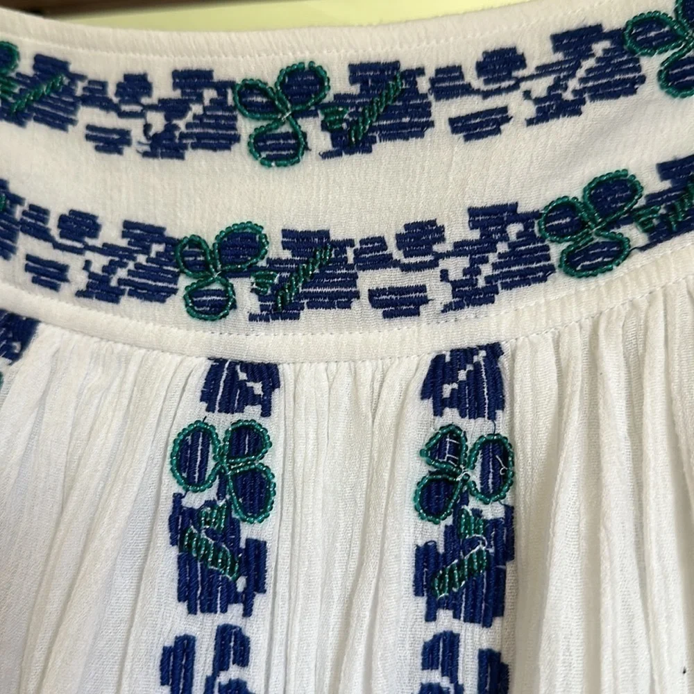 Tory Burch Alexandria Cotton Embroidered Beaded Flowy Summer Skirt